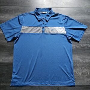 Travis Mathew Golf Polo Shirt Mens XL Don't Mind It Blue Short Sleeve Stretch
